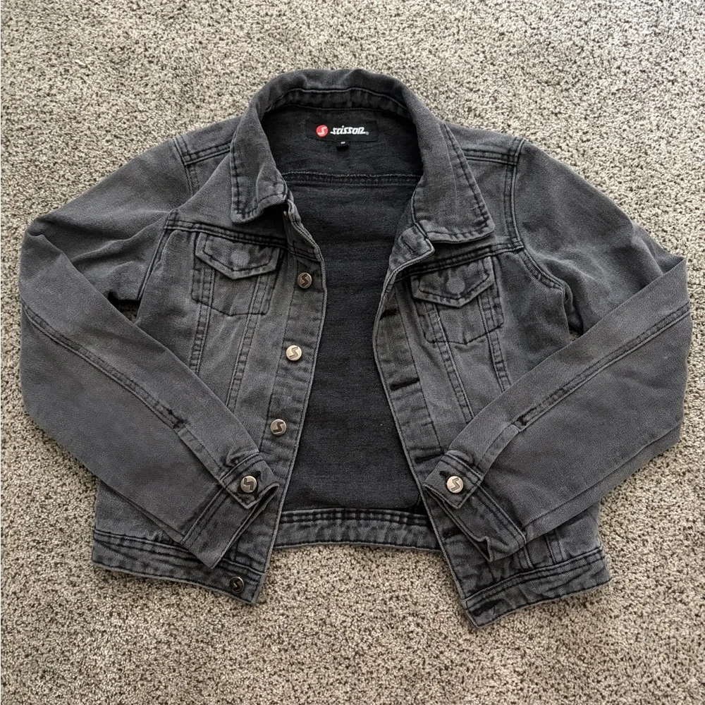 Staccato Girls' Washed Black‎ Denim Trucker Jacket